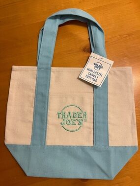 Trader Joe's Mini Pastel 🩵Blue🩵Canvas Tote - NWT